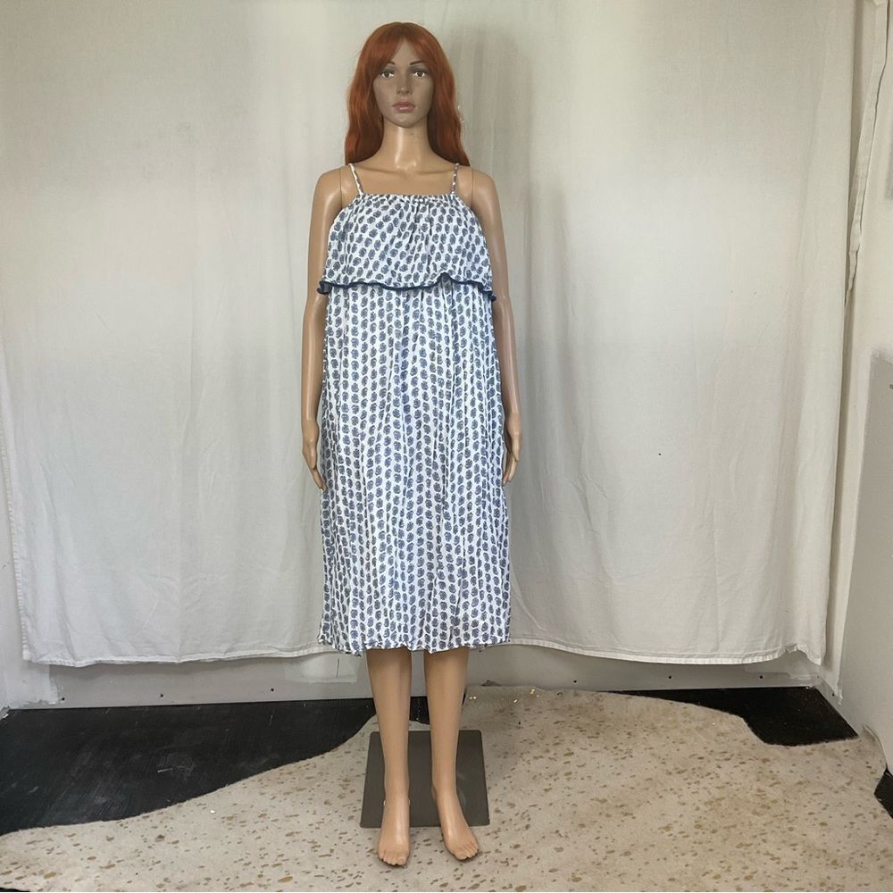 Polo Ralph Lauren white blue paisley print ruffle midi flowy dress plus size 16 - Picture 5 of 13